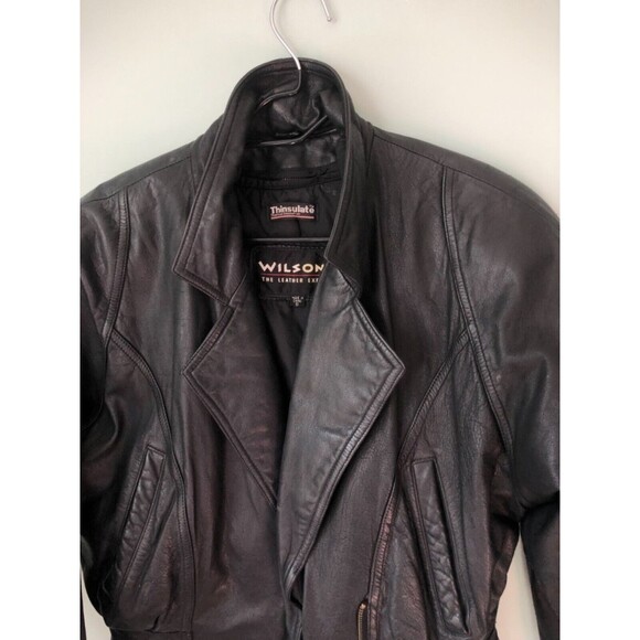 WILSONS LEATHER Vintage 80s Cropped Motorcycle Jacket Thinsulate Moto S - Picture 5 of 7
